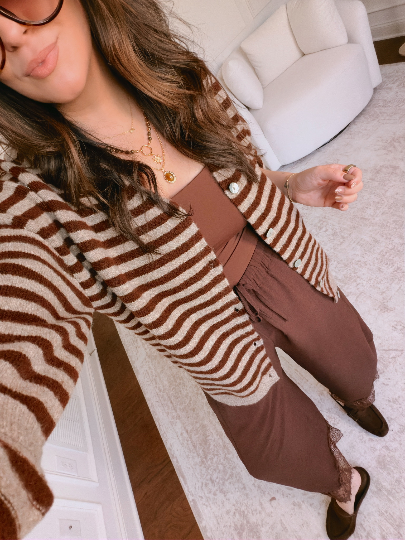 wearing large in the tank, XL in the cardigan and pants 

 #LTKSeasonal #LTKMidsize
