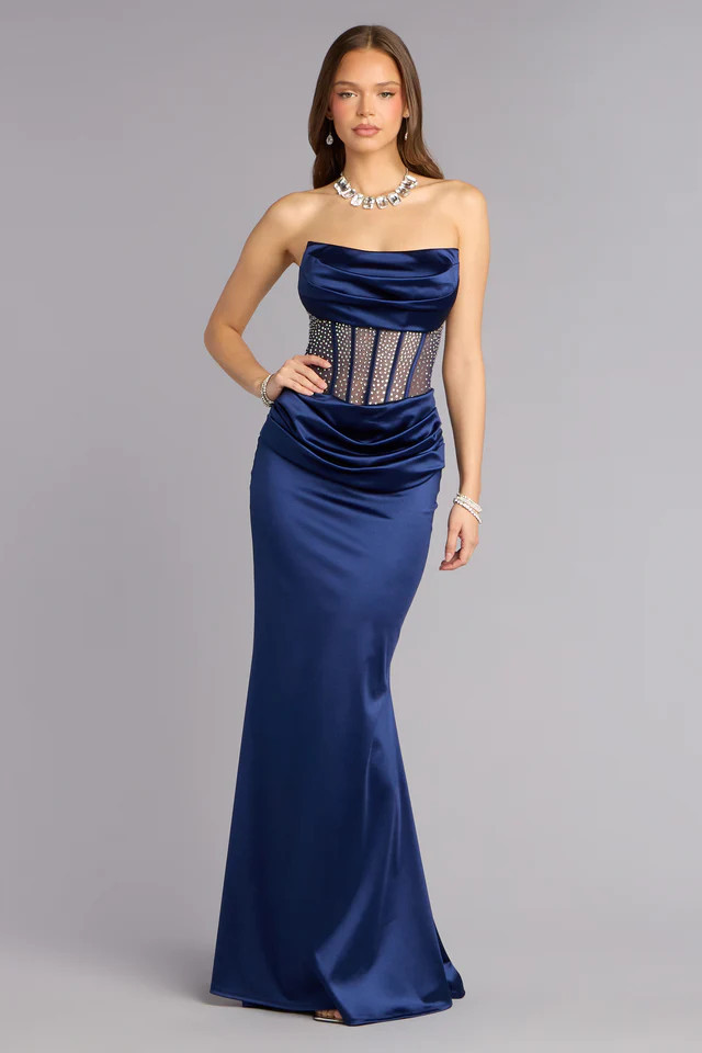Jacklyn Satin Corset Mermaid Formal Dress | Windsor Stores