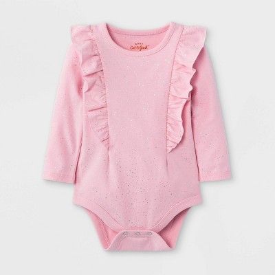 Baby Girls' Ruffle Long Sleeve Bodysuit - Cat & Jack™ Pink | Target