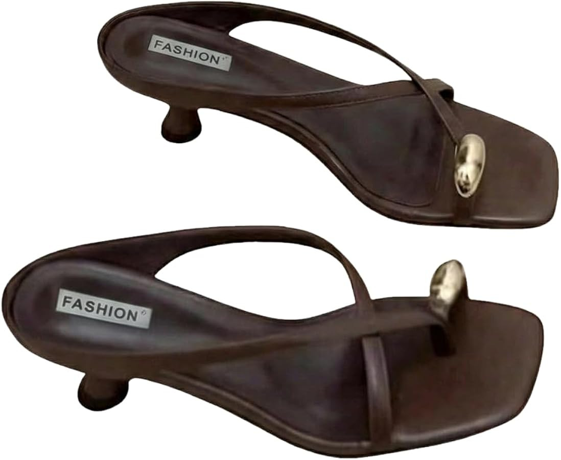 GORGLITTER Women's Strappy Kitten Heels Minimalist Open Square Toe Trendy Heeled Sandals Dressy P... | Amazon (US)