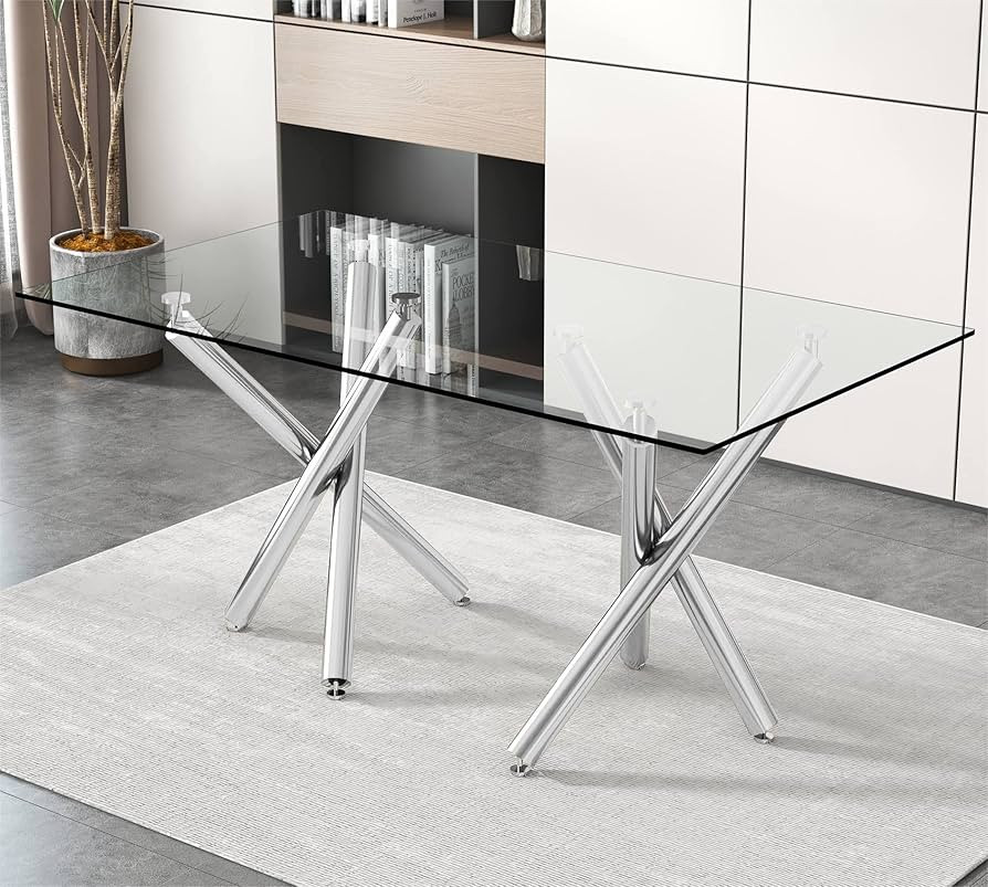 71 in Glass Dining Table,8-10 Person Home Dining Table Large Size Kitchen and Dining Room Table w... | Amazon (US)