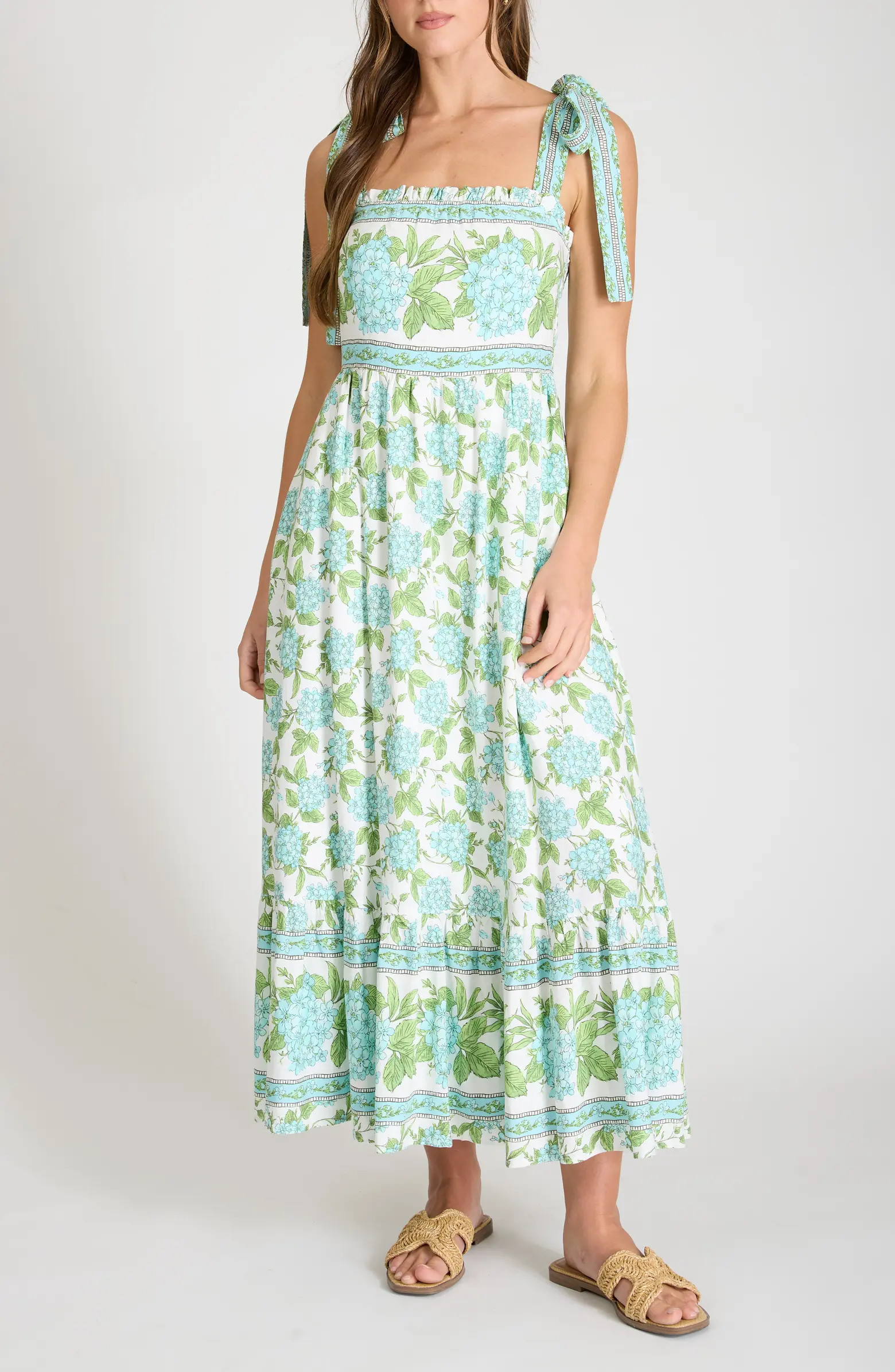 AUGUST SKY Bow Tied Shoulder Strap Midi Dress | Nordstromrack | Nordstrom Rack