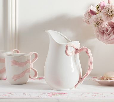 LoveShackFancy Stoneware Bow Pitcher | Pottery Barn (US)