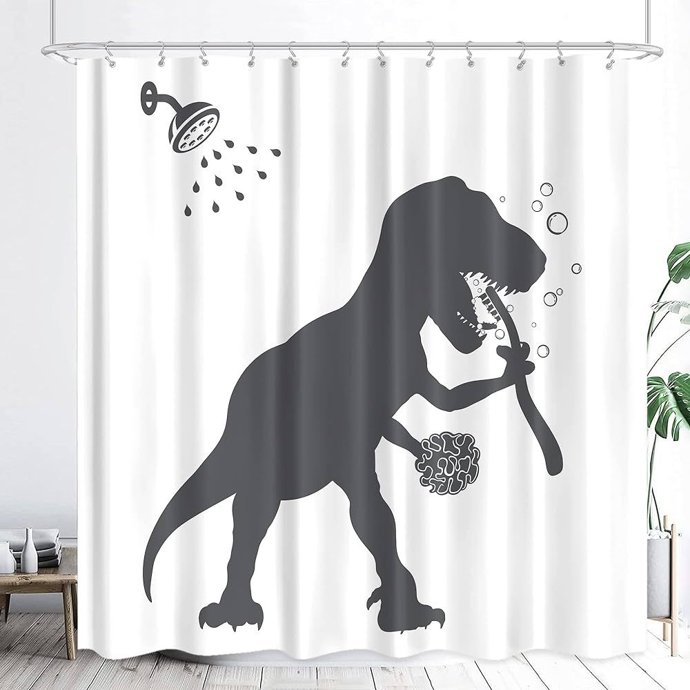 Amazon.com: LGhtyro Dinosaur Shower Curtain Dino Shower Curtain 71Wx71H Silhouette Bathroom Set F... | Amazon (US)