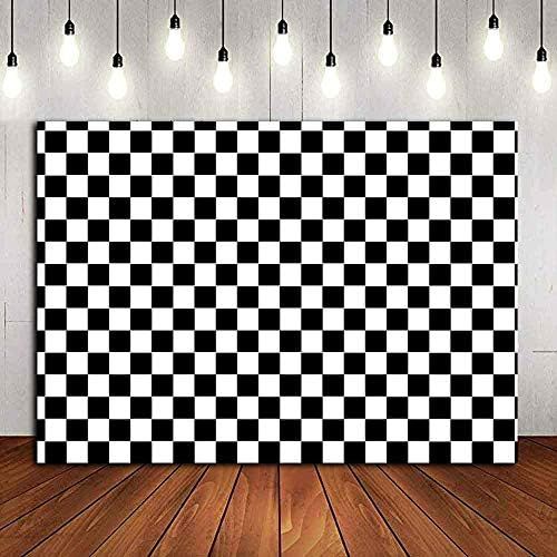 Cosplay Party Banner Checkered Flag Photography Backdrop Vinyl 7x5ft Photo Background White and Blac | Amazon (US)