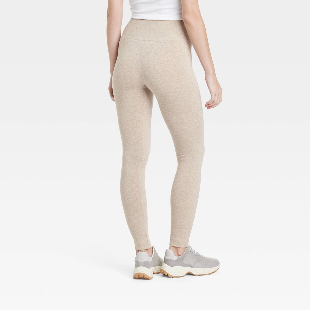 Women's High Waisted Cotton Seamless Fleece Lined Leggings - A New Day™ | Target