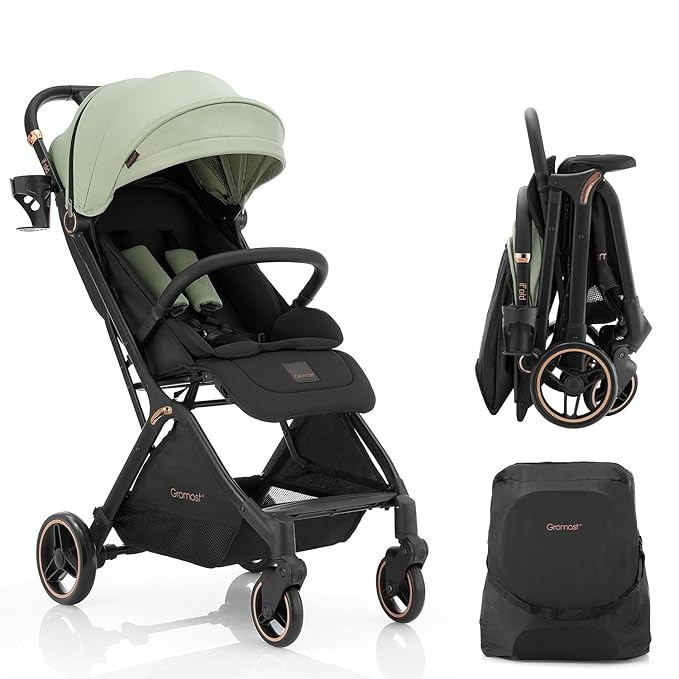 Gravity Folding Baby Stroller - Portable Travel Toddler Stroller w/Adjustable Backrest, Canopy & ... | Amazon (US)
