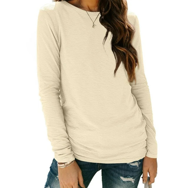 SUNBS Long Sleeve Shirts for Women Crew Neck Fall Fashion Pullover Casual Tops Clothes - Walmart.... | Walmart (US)
