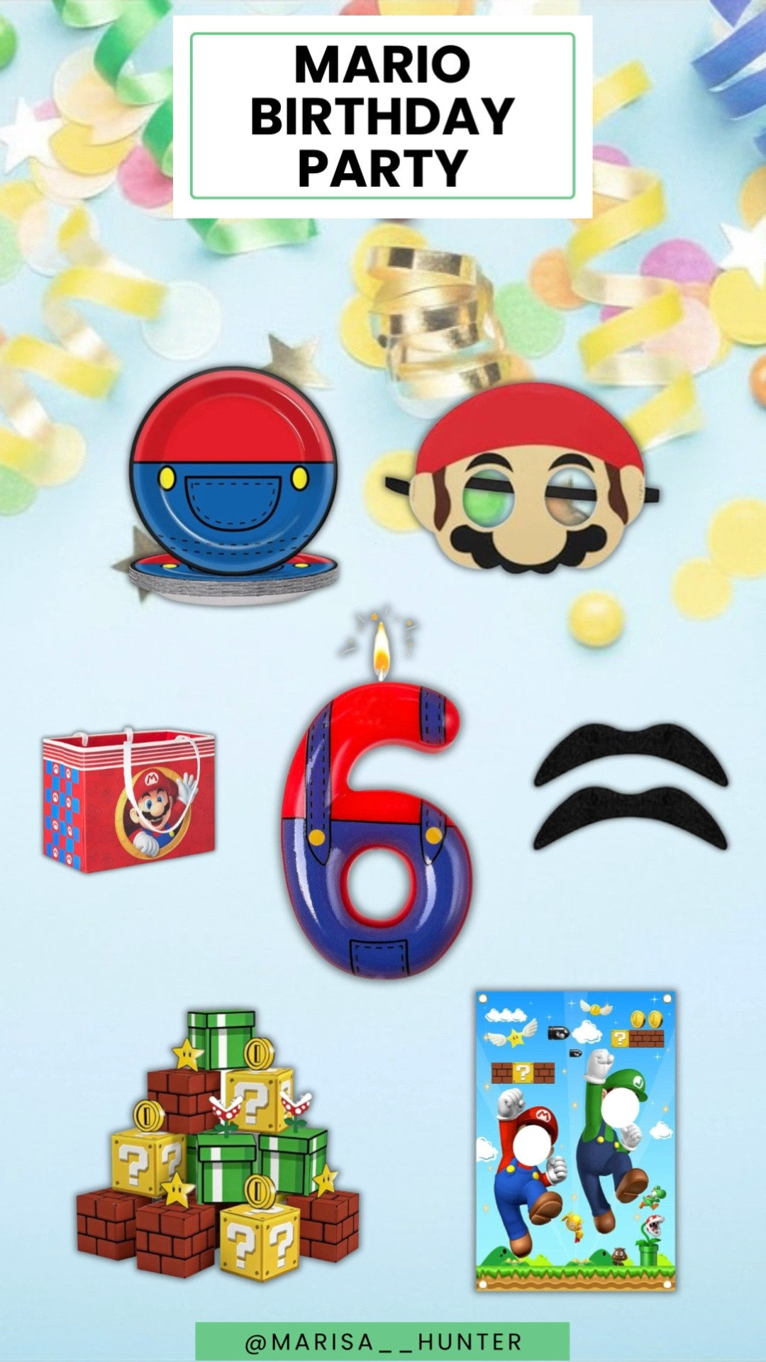 Super Mario birthday 

Mario party Mario kart super Mario bros boy birthday party plates gift bag decorations candle mustache 
#ltkparties￼

#LTKmomlife #LTKKids
