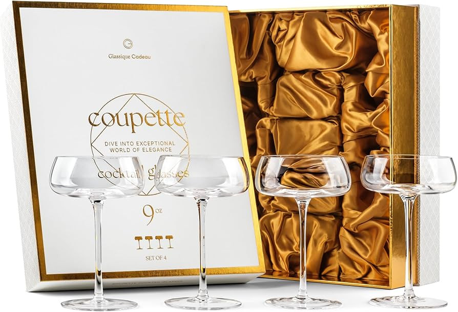 Coupette Cocktail Martini Gläser und Champagnerschalen | 4er Set | Elegante 260 ml Kristall Coup... | Amazon (DE)
