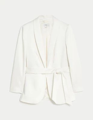 Satin Single Breasted Belted Blazer | M&S Collection | M&S | Marks & Spencer IE