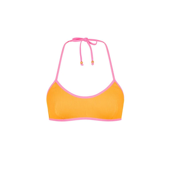 Bind Halter Crop Bikini Top - Peach Pop | Kulani Kinis US