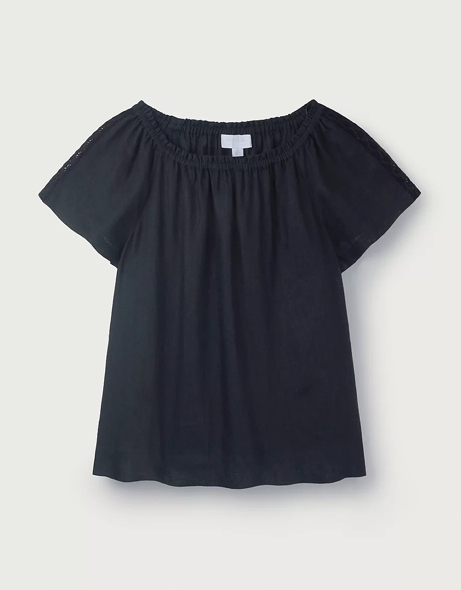 Linen Gathered Blouse With Lace Insert | Tops & T-Shirts | The  White Company | The White Company (UK)