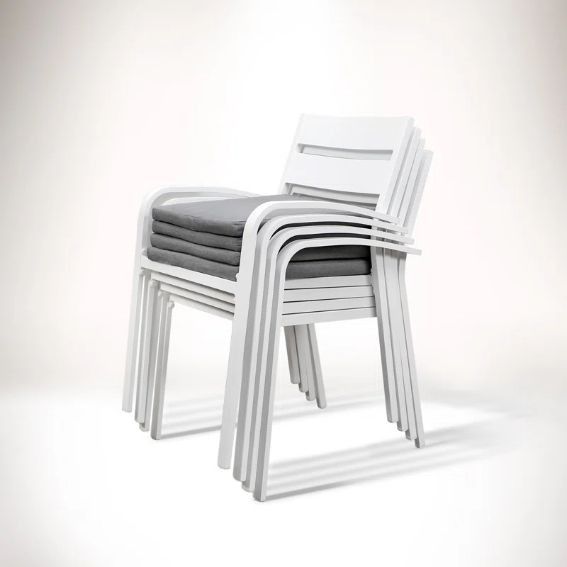 Fiskeville Metal Outdoor Stackable Dining Armchair with Cushion | Wayfair North America