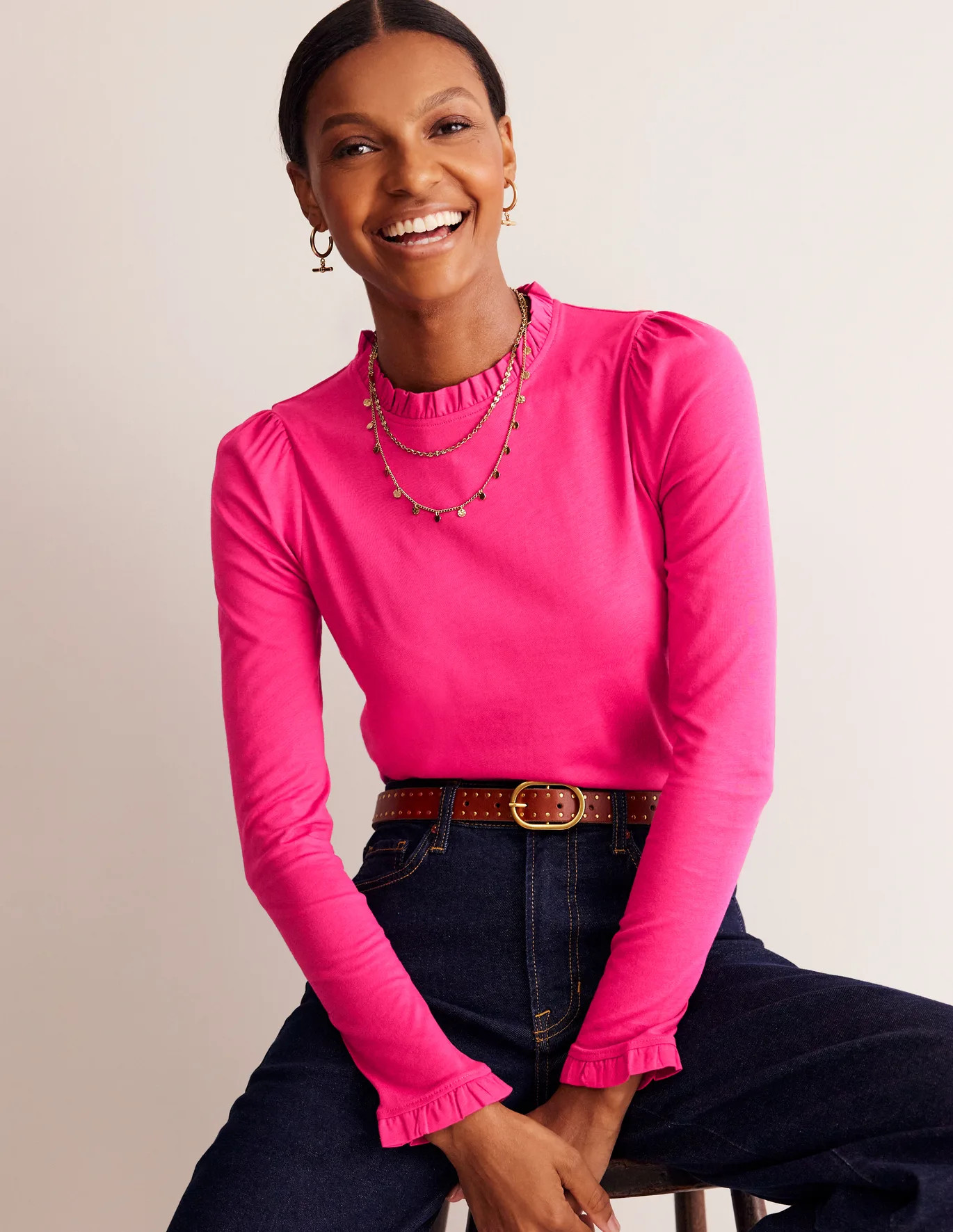 Supersoft Frill Detail Top | Boden UK