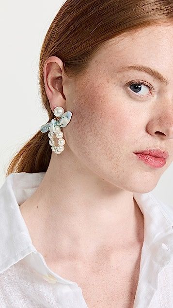 Scarf Bow Pearl Hoop Earrings | Shopbop