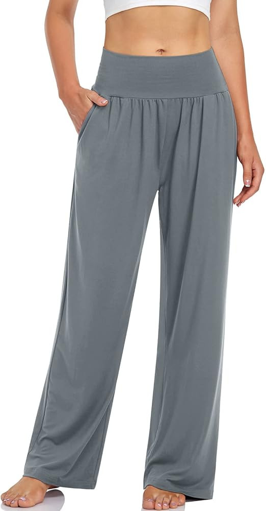UEU Women's Casual Loose Wide Leg Cozy Pants Yoga Sweatpants Comfy High Waisted Sports Athletic L... | Amazon (US)