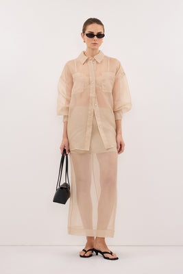 SIAN GOLD SILK ORGANZA SHIRT | DISSH