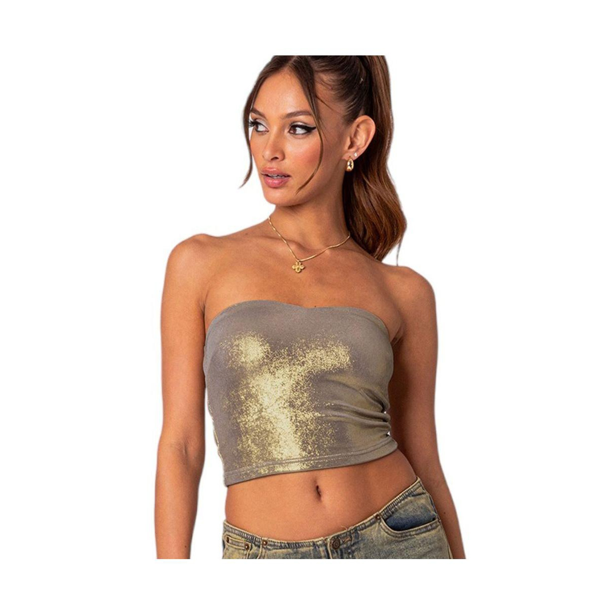 Women's Spotlight metallic tube top - Gold | Macy's