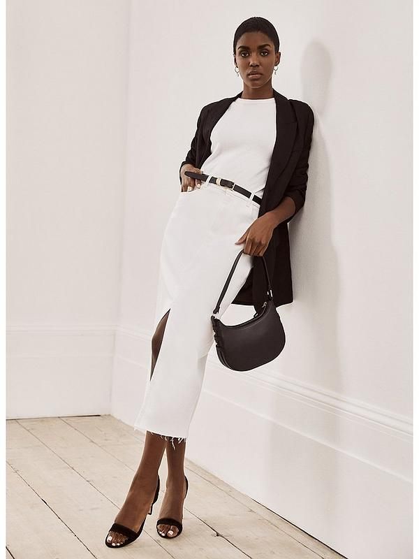 White Denim Midi Skirt | Very (UK)
