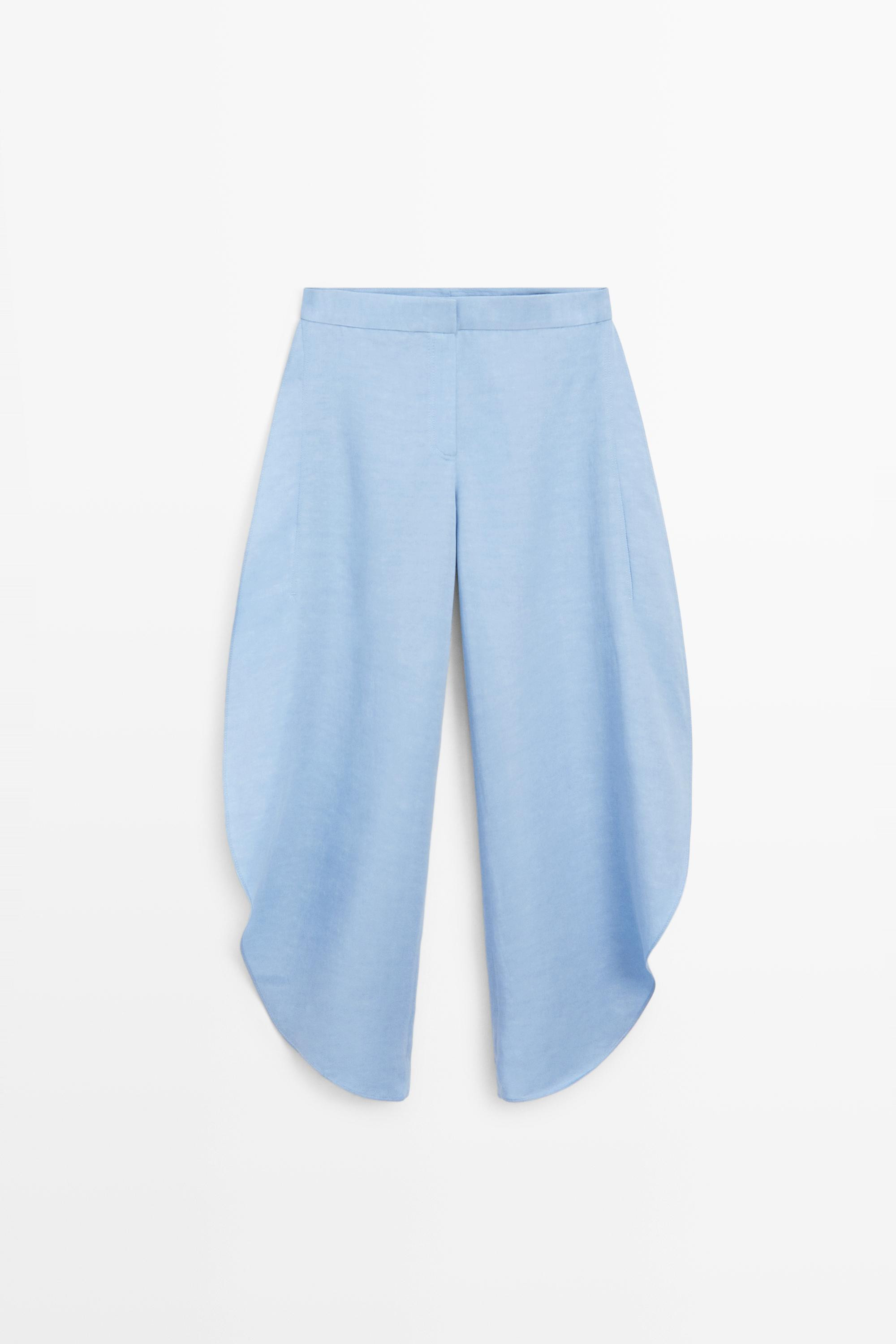 Voluminous flowing linen blend pants | Massimo Dutti UK