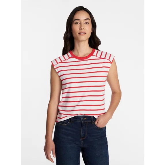 Time and Tru Women's Muscle Tank Top with Piped Trim, Sizes XS-XXXL | Walmart (US)