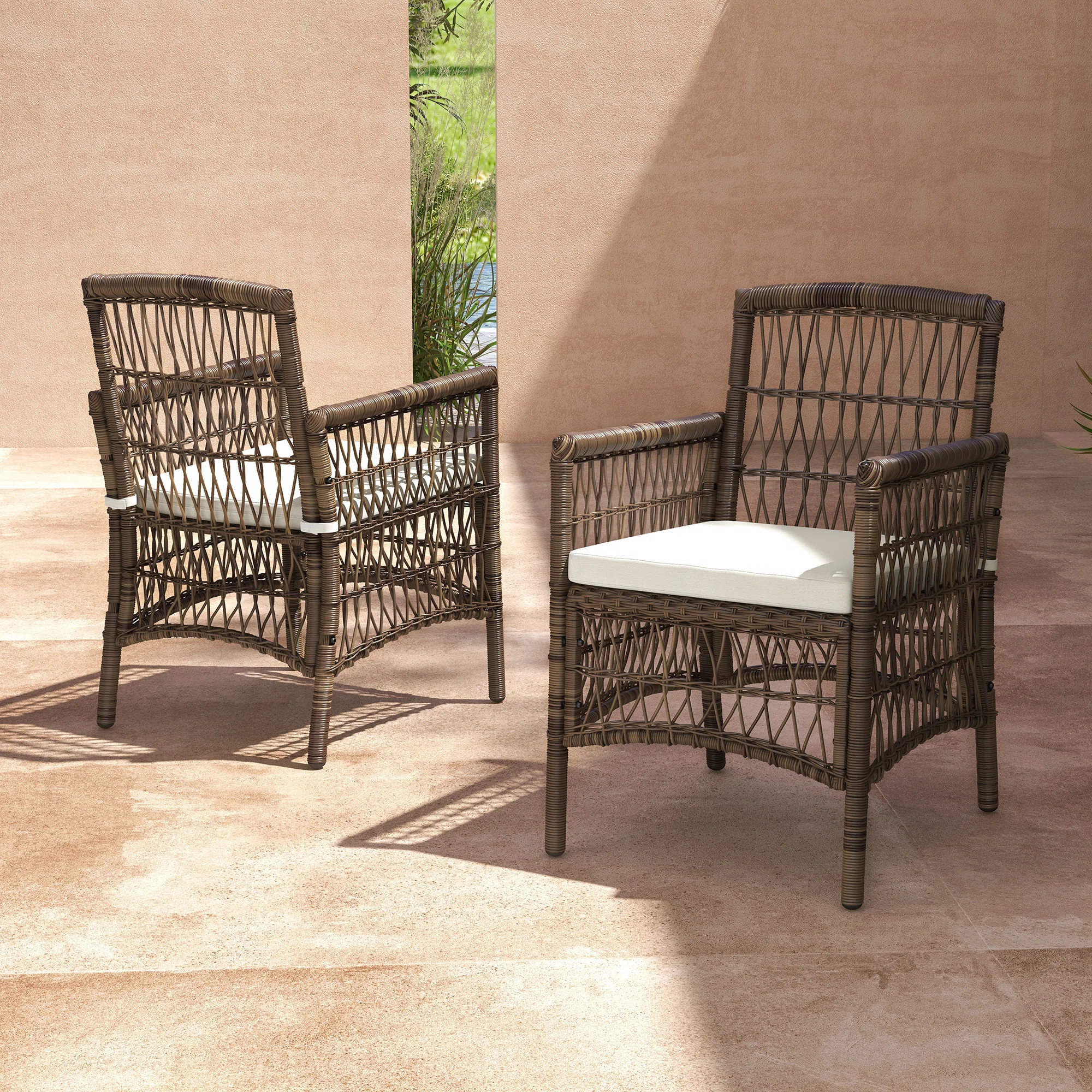 Arzoi Patio Dining Armchair with Cushion (Set of 2) | Wayfair North America