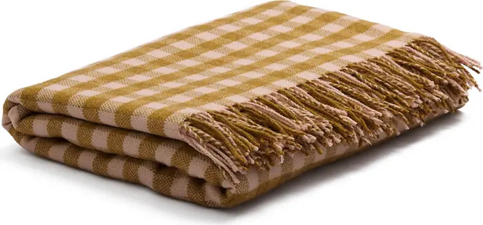 PIGLET IN BED Gingham Merino Wool Blanket | Nordstrom | Nordstrom