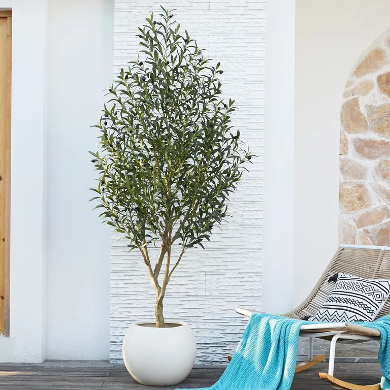 7FT Fuller Artificial Olive Tree in Pot, Artificial Olive Plants with Fruits, Realistic Indoor Ou... | Walmart (US)