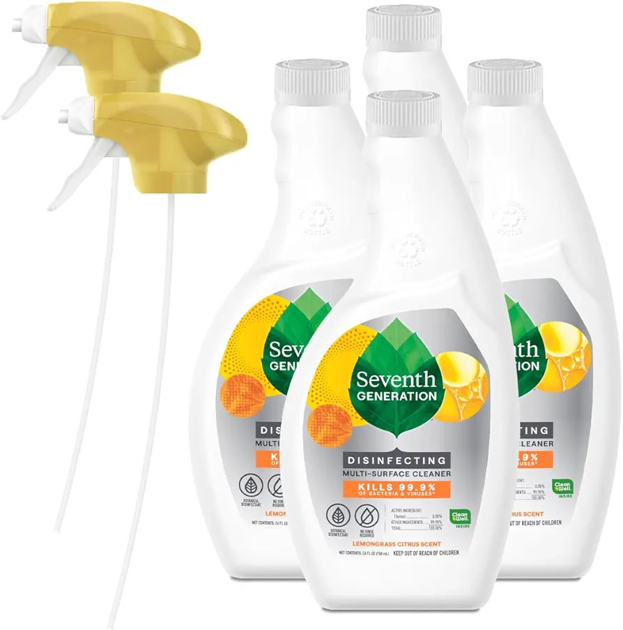 Seventh Generation Lemongrass Citrus Disinfecting Multi-Surface Cleaner - 26 Oz, Pack of 4 | Amazon (US)