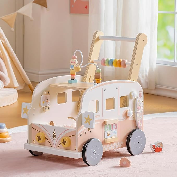 ROBUD Wooden Baby Walker, Height & Speed Adjustable Baby Push Walker with Anti-Slip Wheels, Devel... | Amazon (US)