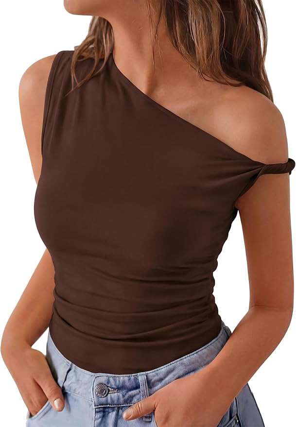 BTFBM Off The Shoulder Tops for Women Lightweight | Cute Casual Sleeveless Slim Fit Y2K Tops,Fash... | Amazon (US)