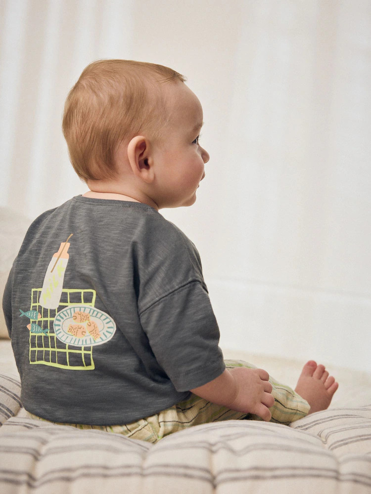 Grey Picnic Top & Trousers Baby Set (0mths-2yrs) | Next US