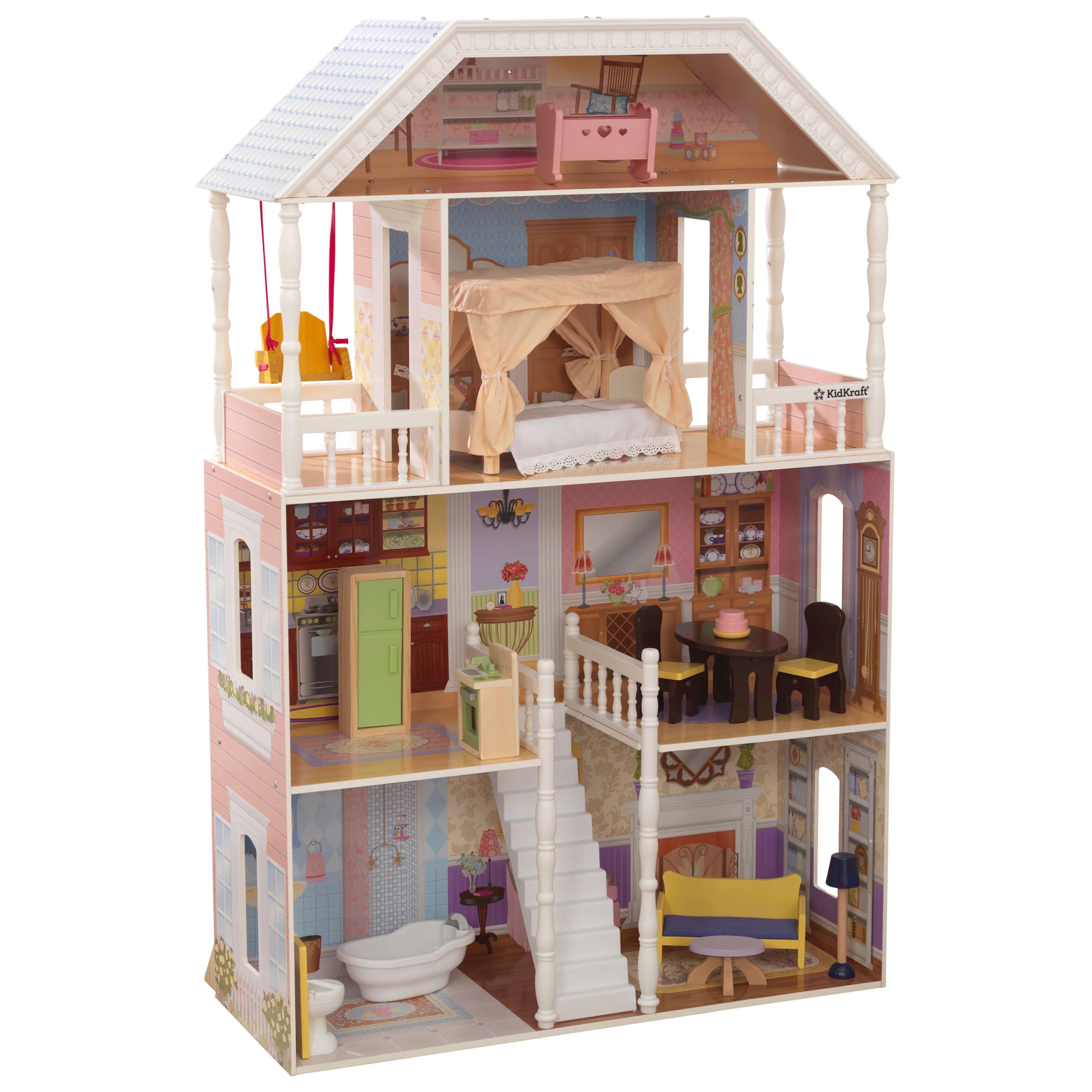 KidKraft Savannah Wooden Dollhouse with Porch Swing and 14 Accessories | Walmart (US)