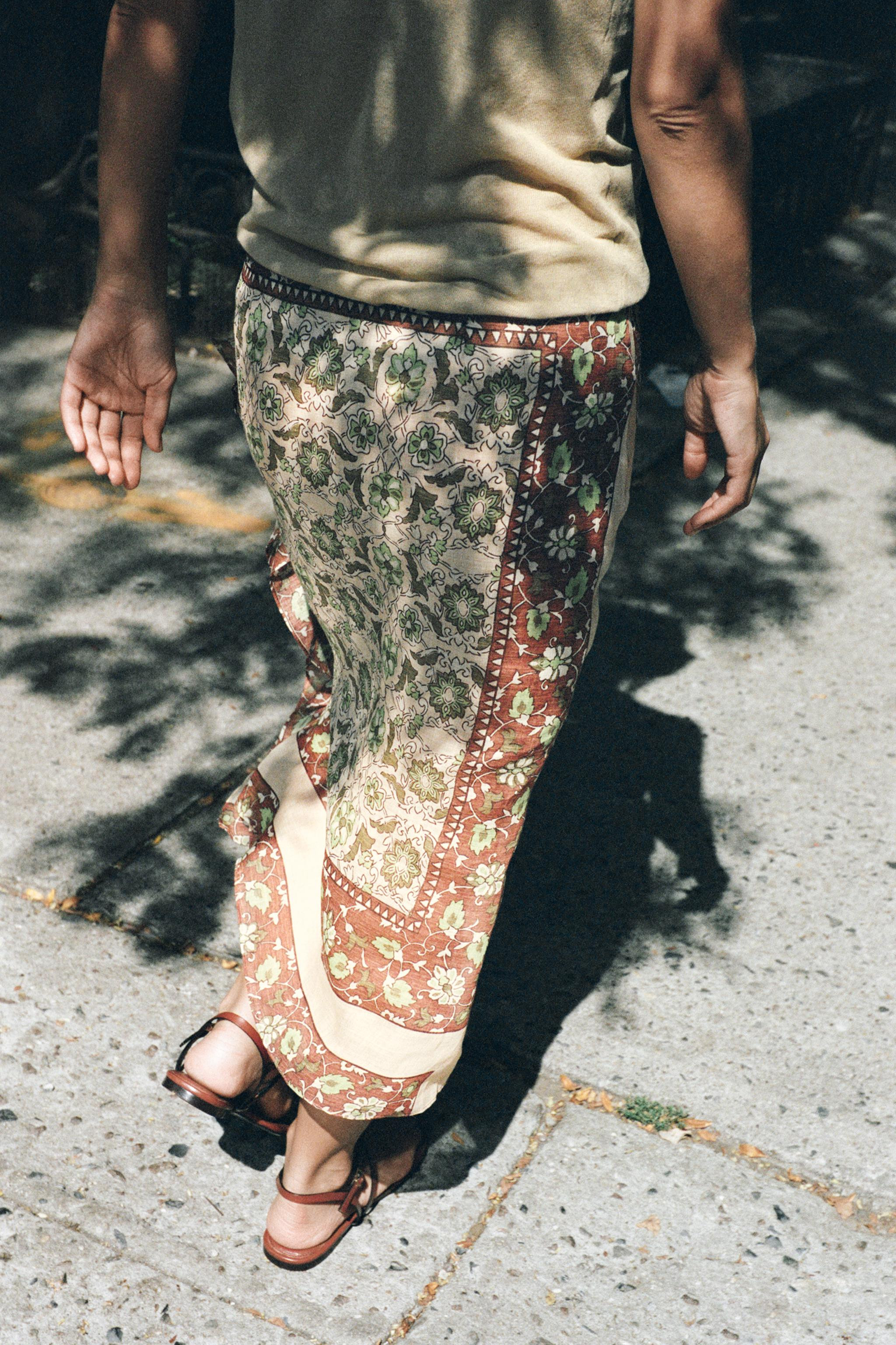 PRINTED RAMIE SARONG SKIRT | Zara US