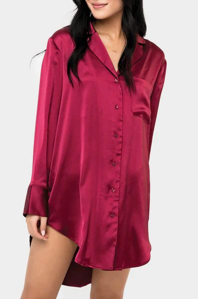 GIGI Luxe Lounge Button Up Silky Sleep Dress | Gibson