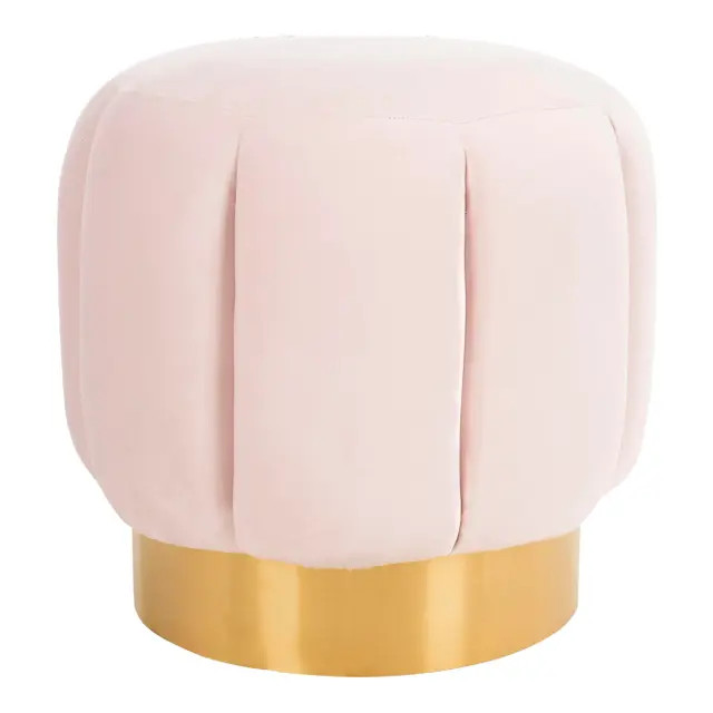 Tufted Ottoman, Pink | Chairish