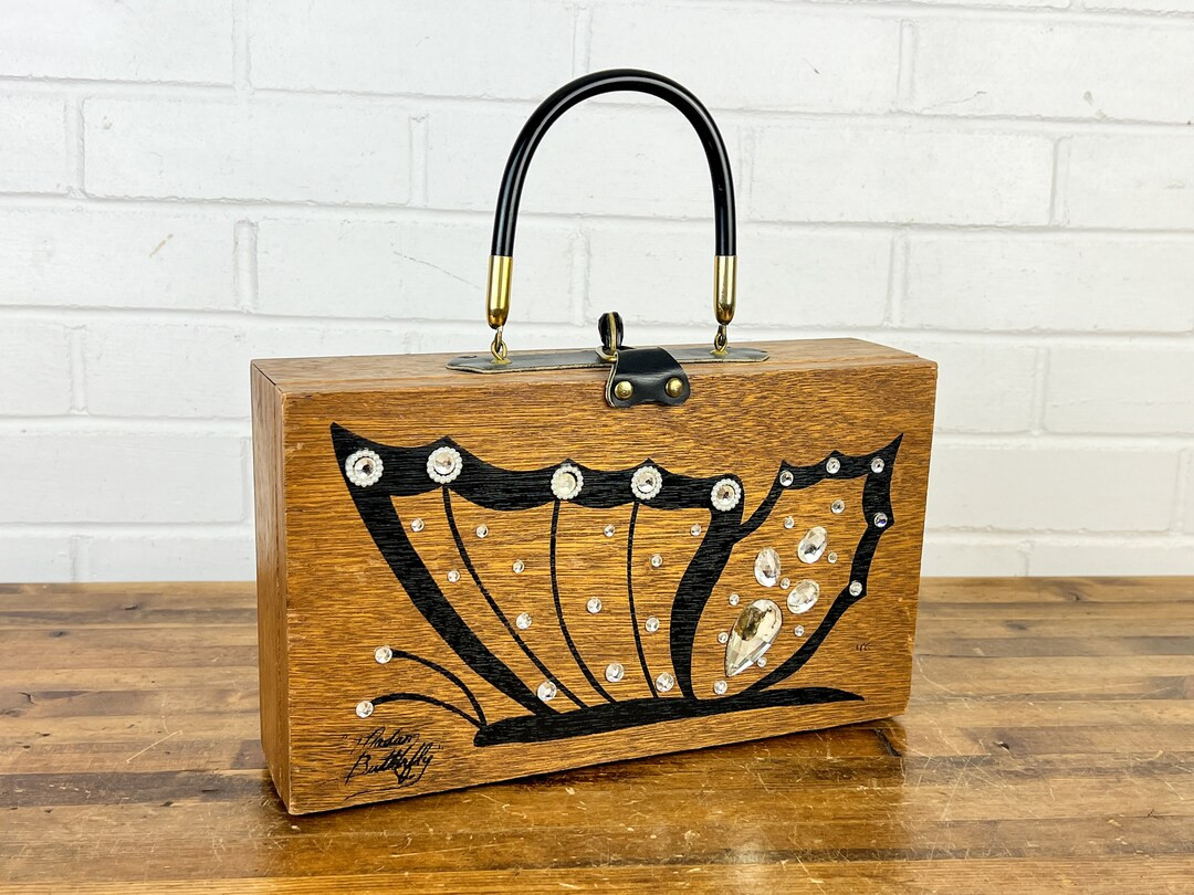 Vintage Towne and Country Butterfly Box Bag Wood Purse With Mirror Jewelled Butterfly Bags by Rob... | Etsy (US)