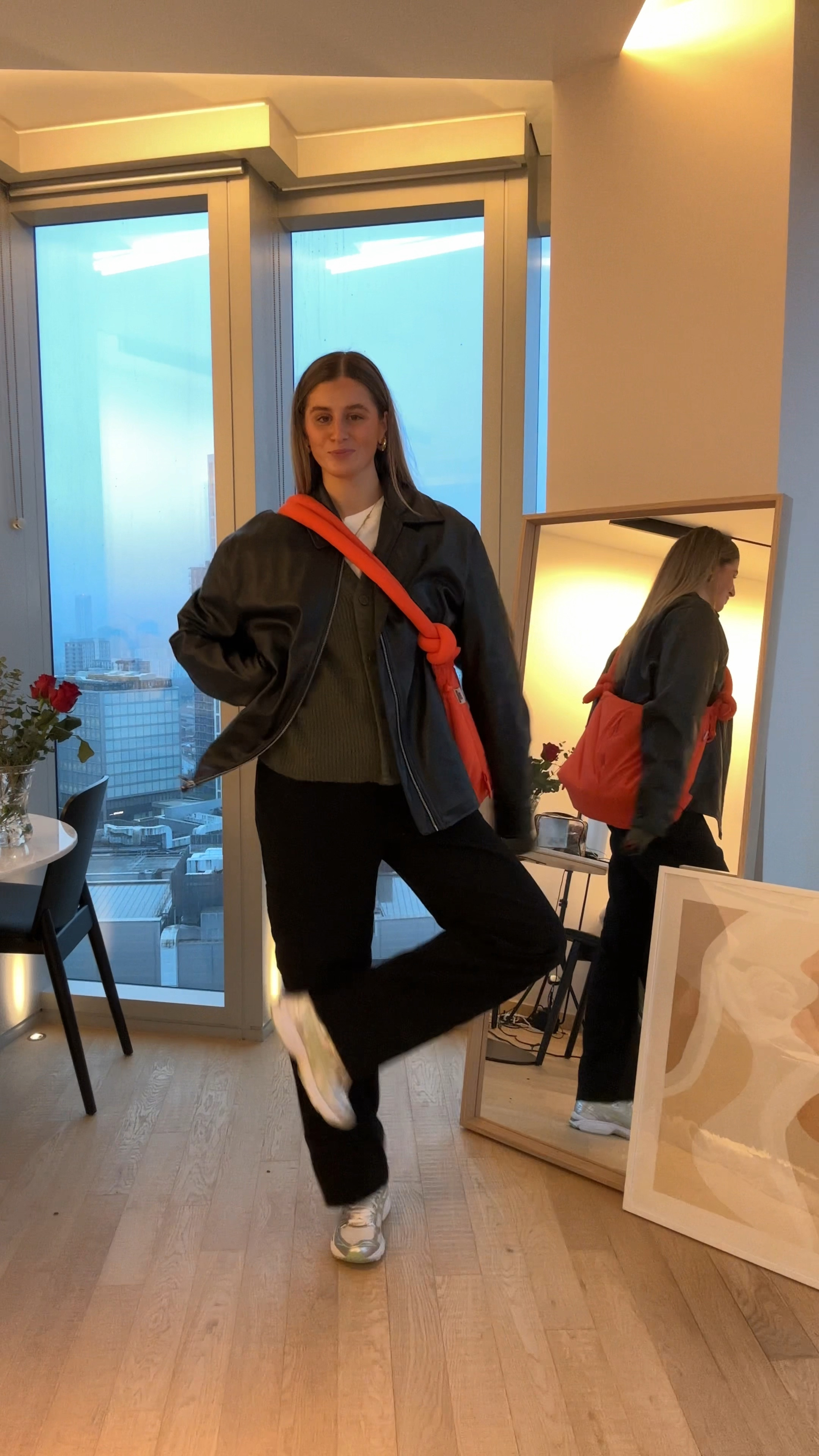 black trousers, white tshirt, green knit cardigan, long sleeve top, dad trainer, leather jackett

#LTKMostLoved #LTKworkwear #LTKSeasonal