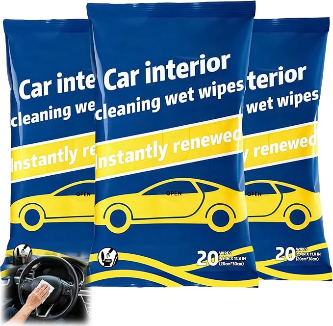 60PCS Car Cleaning Wipes for Interior Auto Detailing, Quick Efficiently Clean Dashboard, Steering... | Amazon (US)
