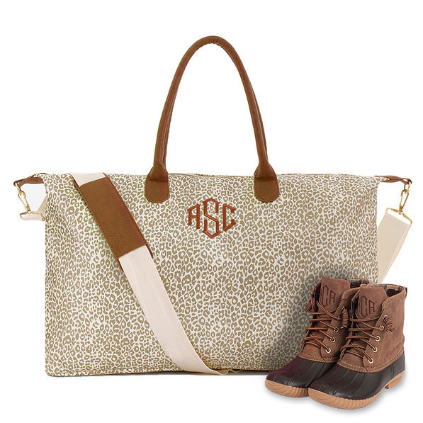 Monogrammed Metallic Leopard Weekender | Marleylilly