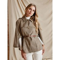 Fairfax & Favor -  Sienna Wool Cape - Taupe Herringbone  - UK 6 | Fairfax & Favor (UK)