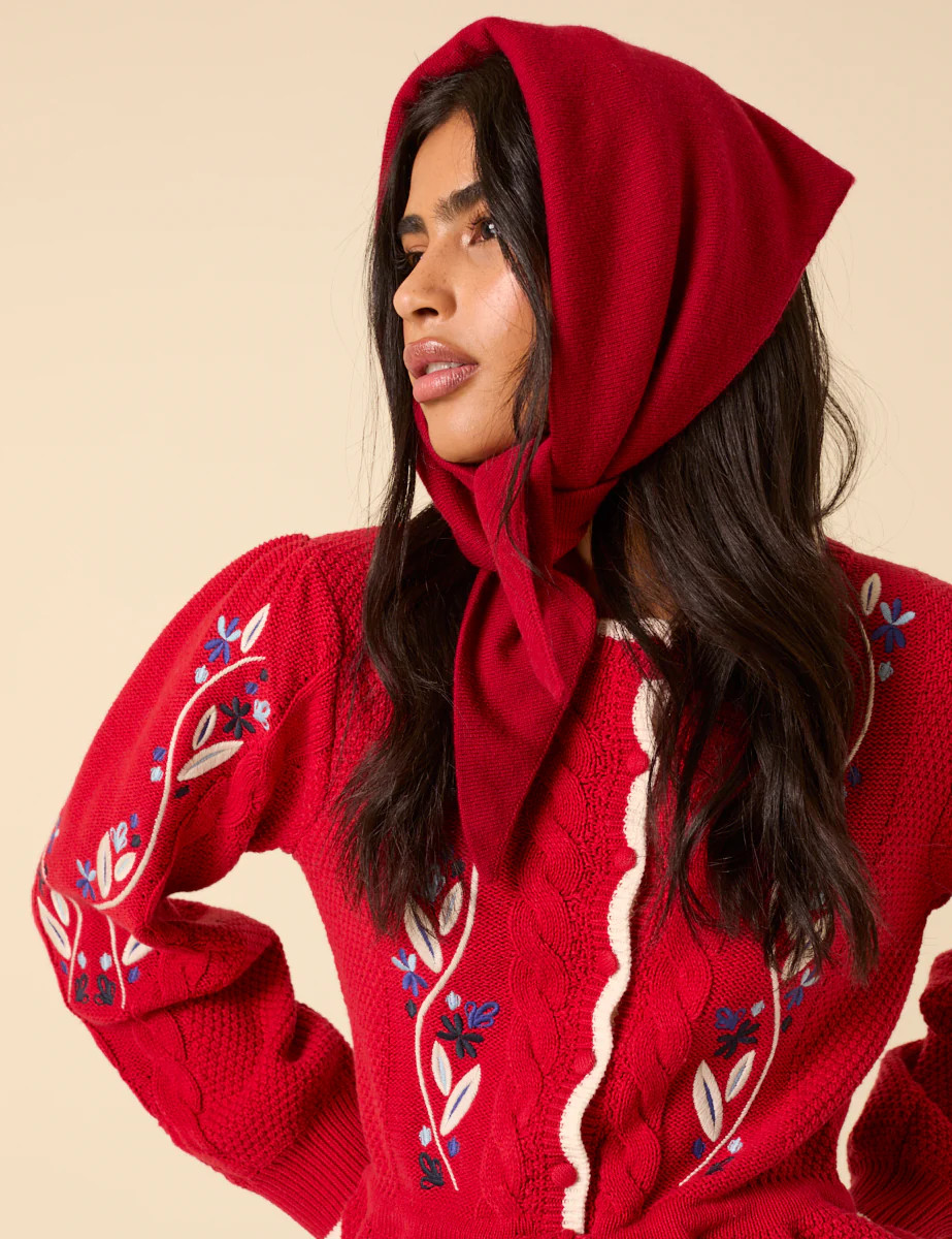 Red Wool-blend Triangle Scarf | Nobody's Child
