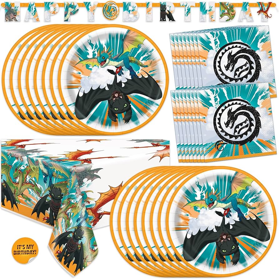 How to Train Your Dragon Party Supplies & Decorations | Banner, Tablecloth, Plates, Napkins, Stic... | Amazon (US)
