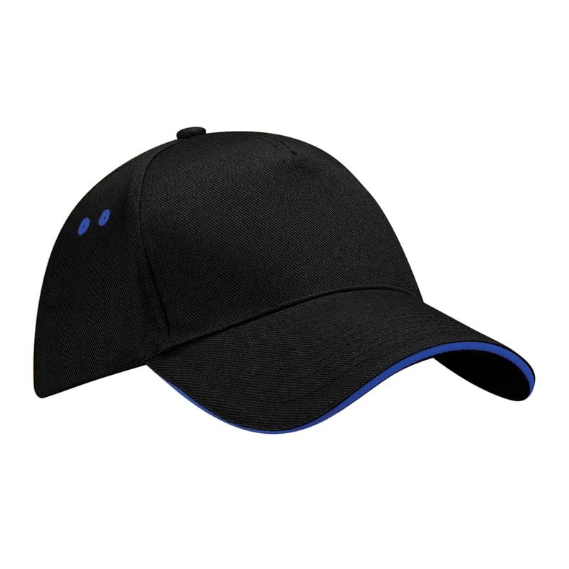 Beechfield Beechfield Unisex Ultimate 5 Panel Contrast Baseball Cap With Sandwich Peak (Black/Bright | Verishop