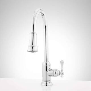 Amberley Single Handle Pull Down Sprayer Kitchen Faucet in Chrome | The Home Depot