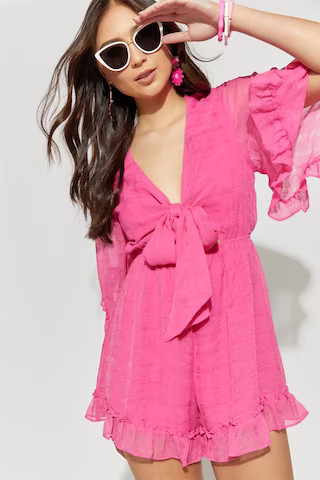 Tamia Tie Front Romper | Francesca's