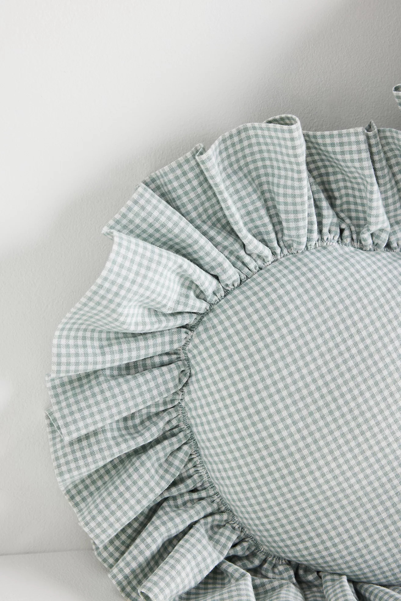 Gingham Cotton Ruffle Heart Pillow | Anthropologie (US)