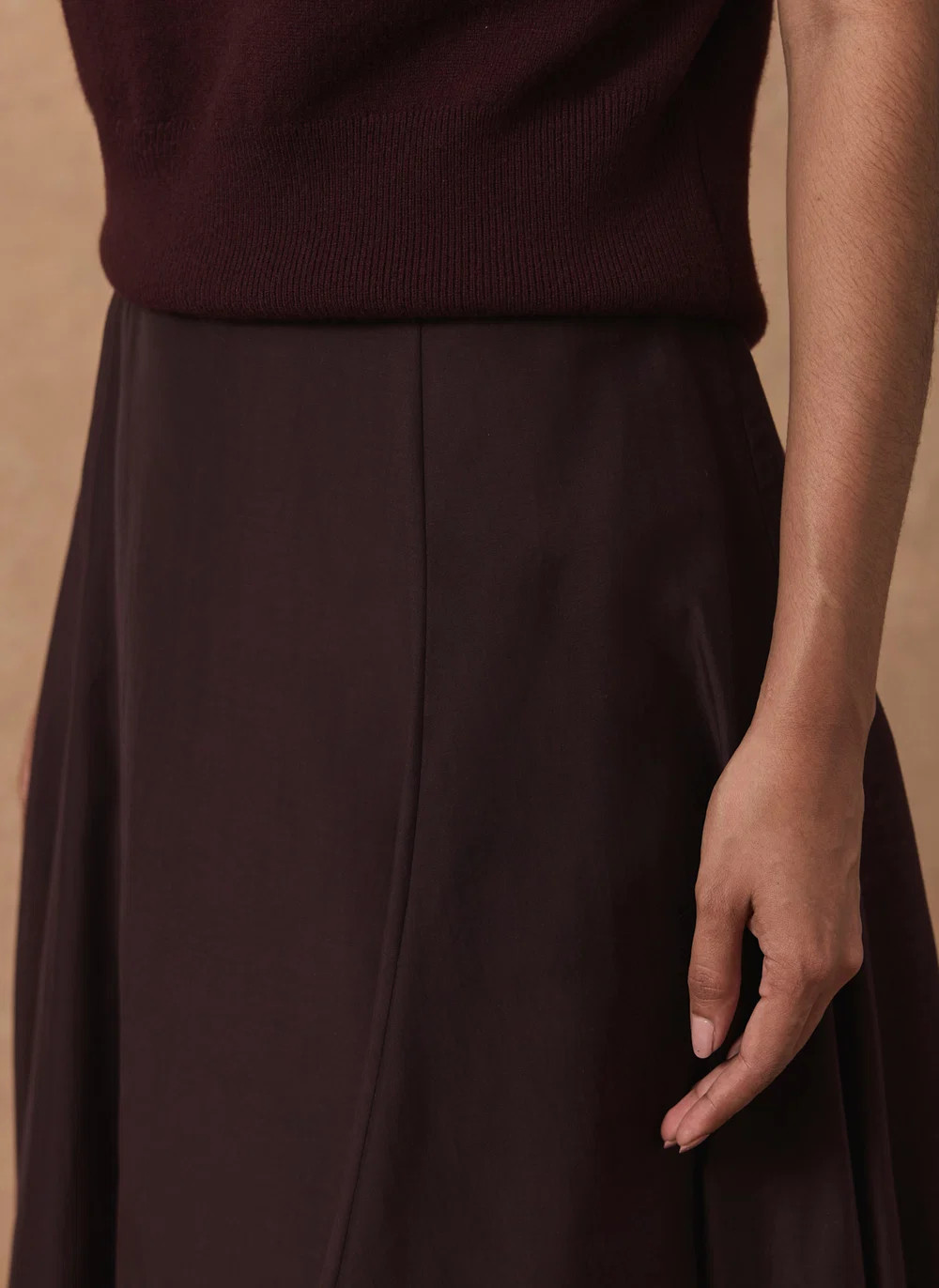 Burgundy Full Midi Skirt | Mint Velvet