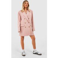 Womens Premium Pinstripe Oversized Blazer Dress - Pink - 4 | boohoo (US & Canada)